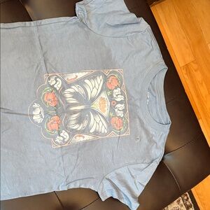 Aeropostale Light Blue Graphic Tee with Multicolor Floral Print